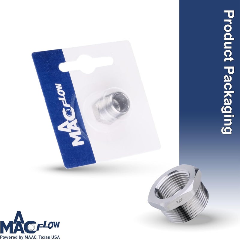 MAACFLOW Stainless Steel 1/4" Male NPT to 1/8" Female NPT Adapter Reducer Hex Bushing (Thread OD 0.52" - ID 0.34") (Pack of 1) - Image 4
